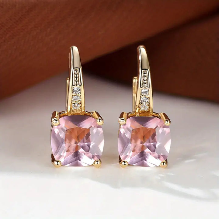 Pendientes circulares de piedra mística | Oro