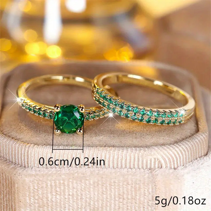 Conjunto de anillos dobles Serena | Oro de 18K