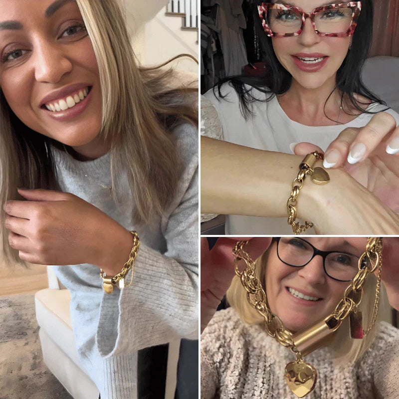 Pulsera Chunky de Corazón | Oro