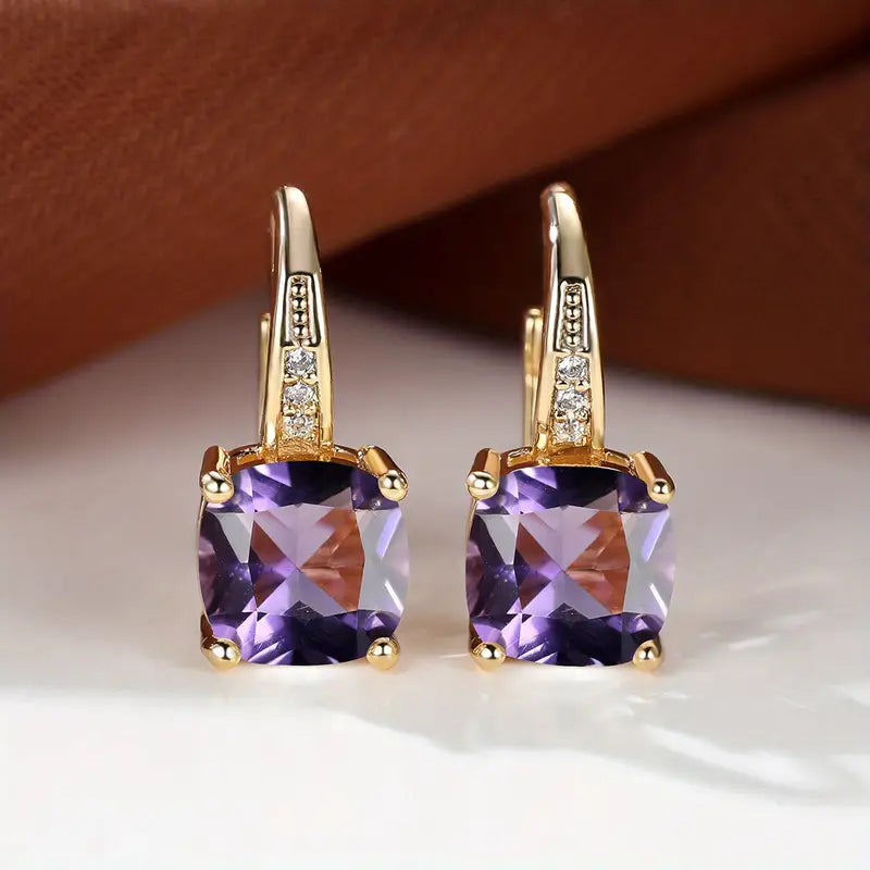 Pendientes circulares de piedra mística | Oro