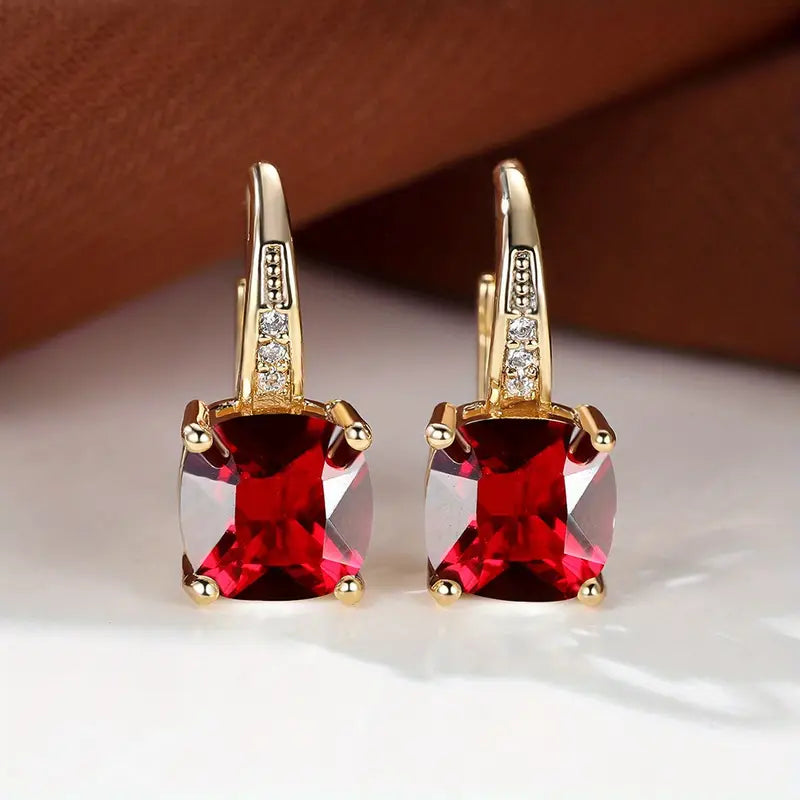 Pendientes circulares de piedra mística | Oro
