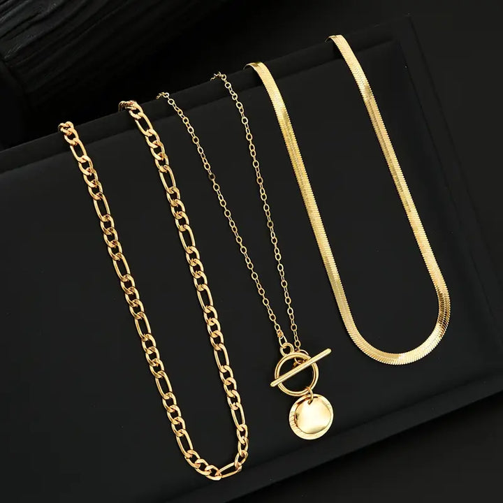 Collar texturizado Savira con monedas | Oro