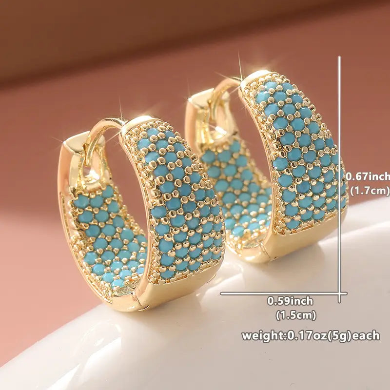 Pendientes de cuentas en tono dorado con turquesa | Oro