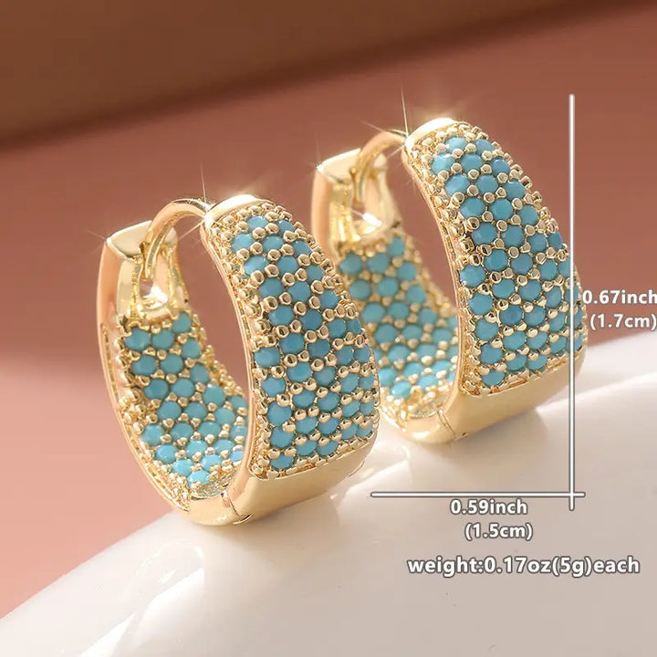 Pendientes de cuentas en tono dorado con turquesa | Oro
