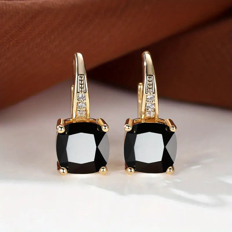 Pendientes circulares de piedra mística | Oro