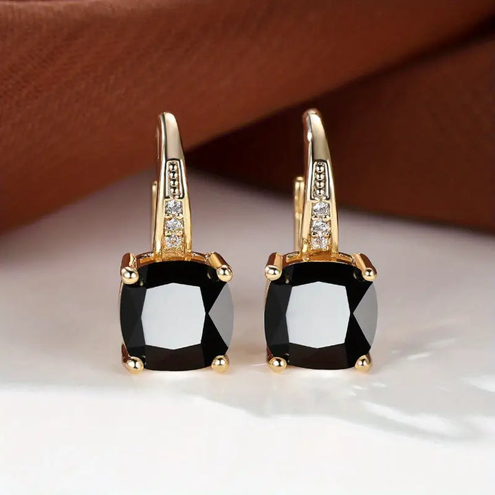 Pendientes circulares de piedra mística | Oro