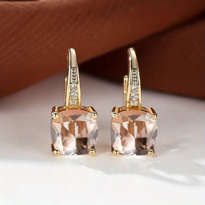Pendientes circulares de piedra mística | Oro
