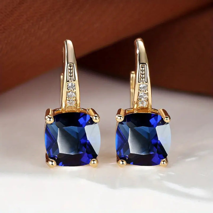 Pendientes circulares de piedra mística | Oro