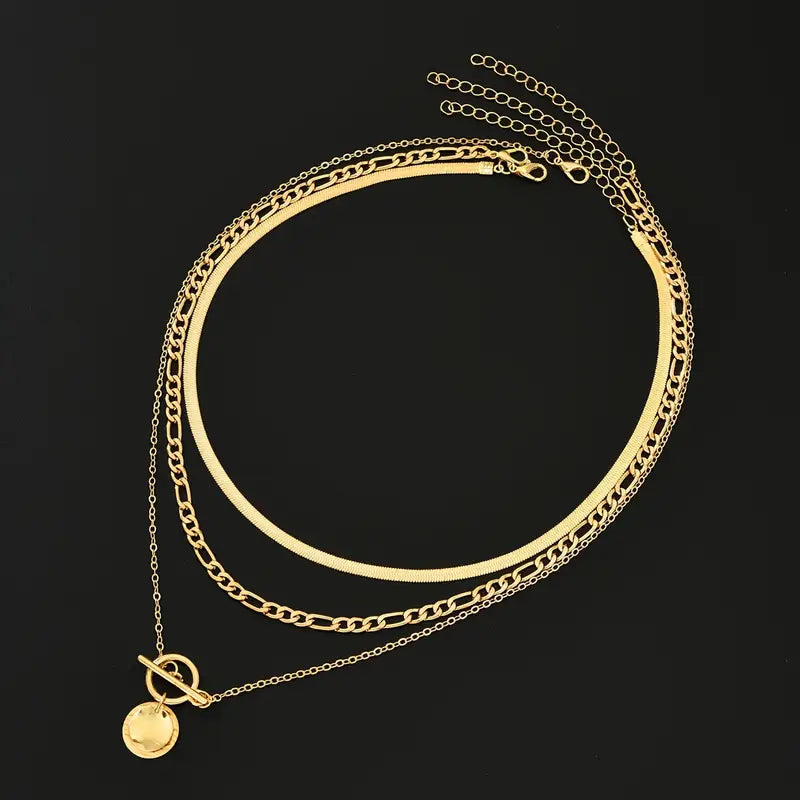 Collar texturizado Savira con monedas | Oro