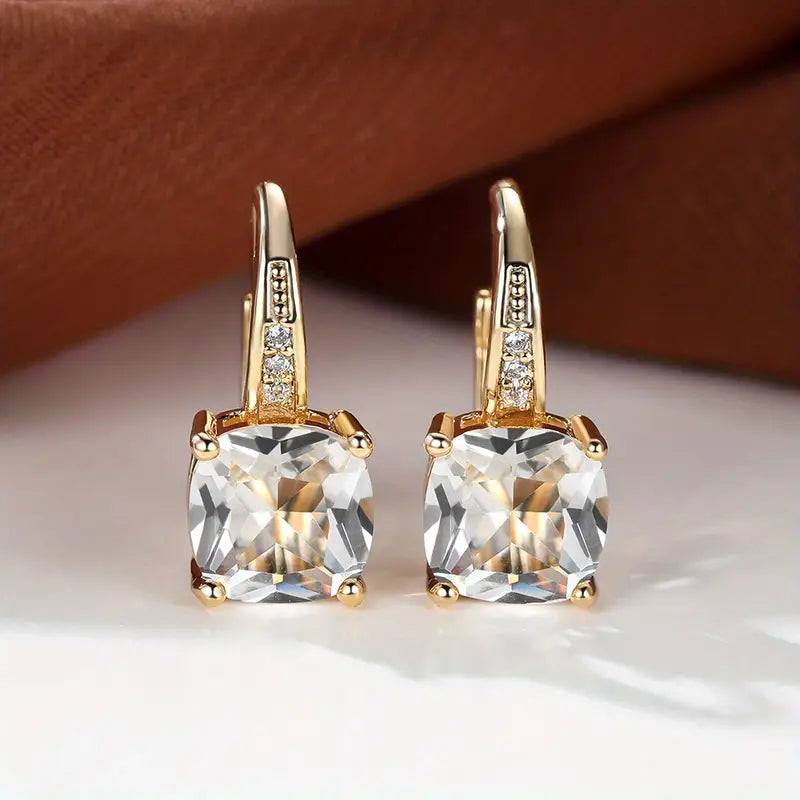 Pendientes circulares de piedra mística | Oro