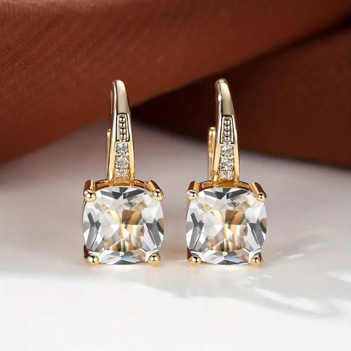 Pendientes circulares de piedra mística | Oro