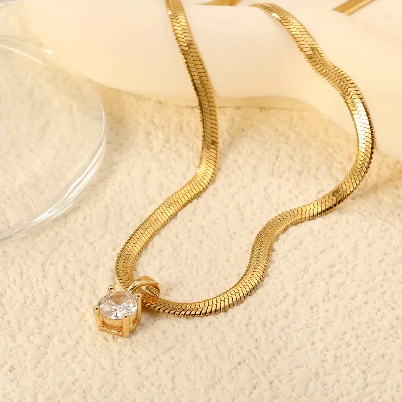 Collar elegante con colgante de piedras | Oro
