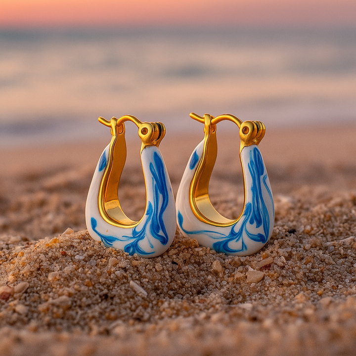 Kaïra | Pendientes de espuma de ola dorada