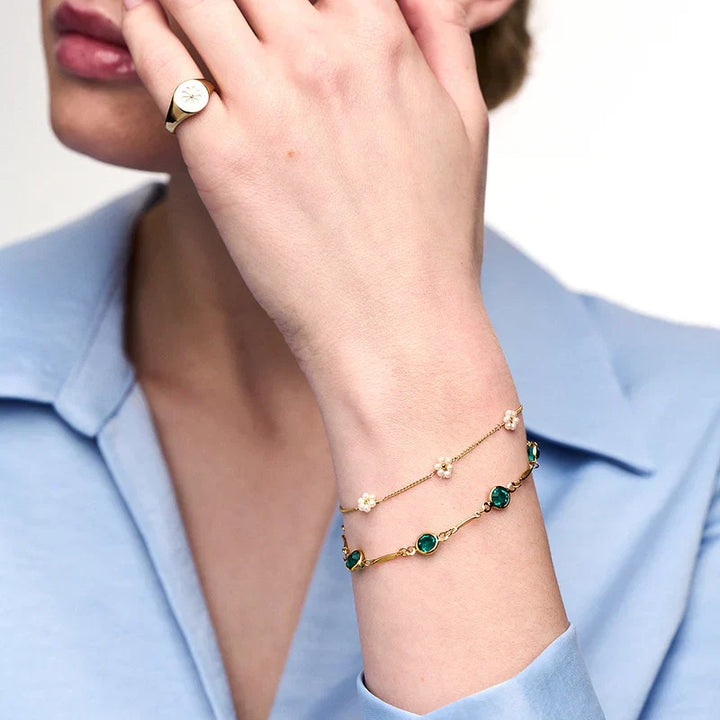 Pulsera de cadena esmeralda Link | Oro