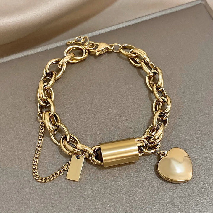 Pulsera Chunky de Corazón | Oro