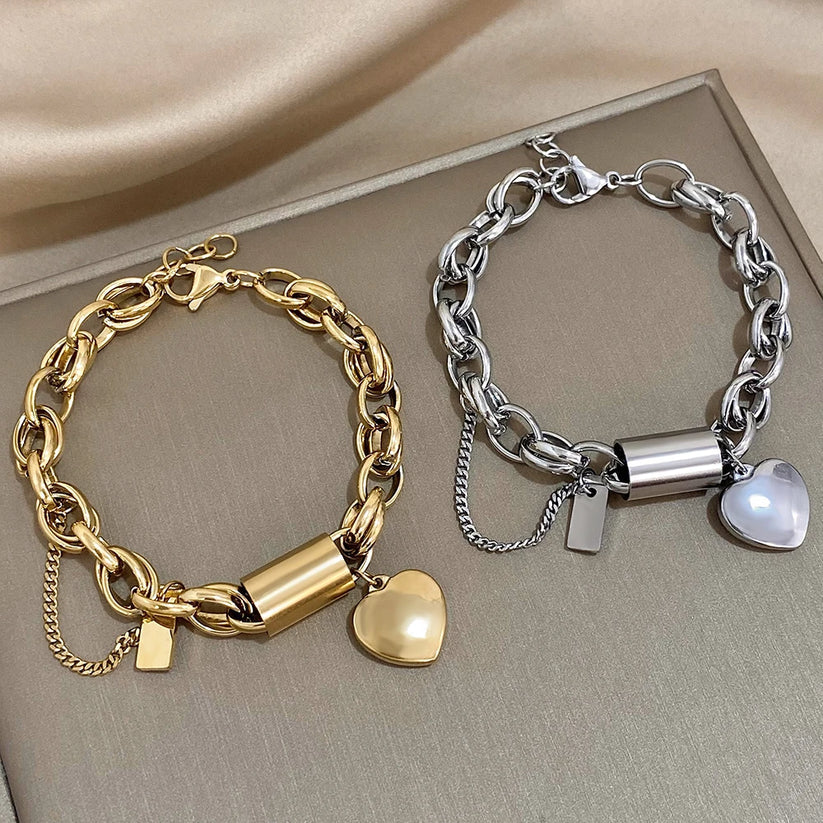 Pulsera Chunky de Corazón | Oro