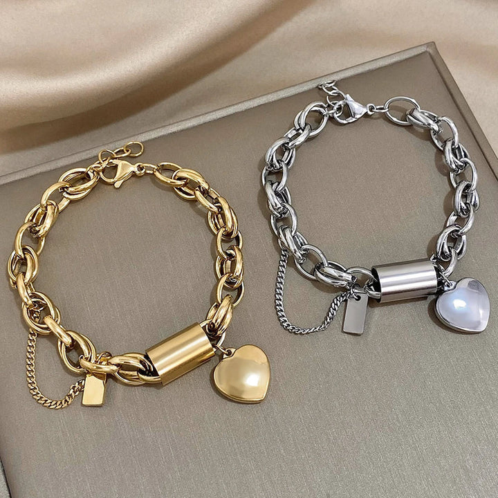 Pulsera Chunky de Corazón | Oro