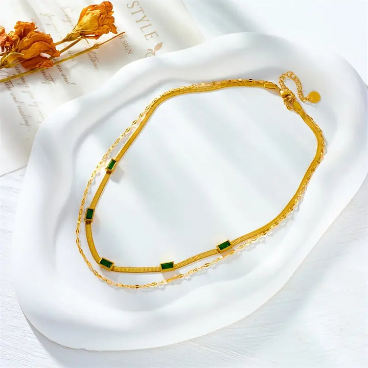Collar Retro Dvouvrstvý Sorella Gem | Oro de 18K
