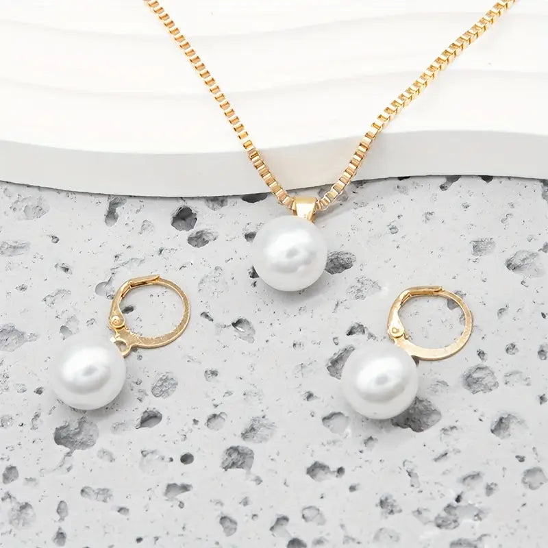 Conjunto de joyería de perlas doradas | Oro