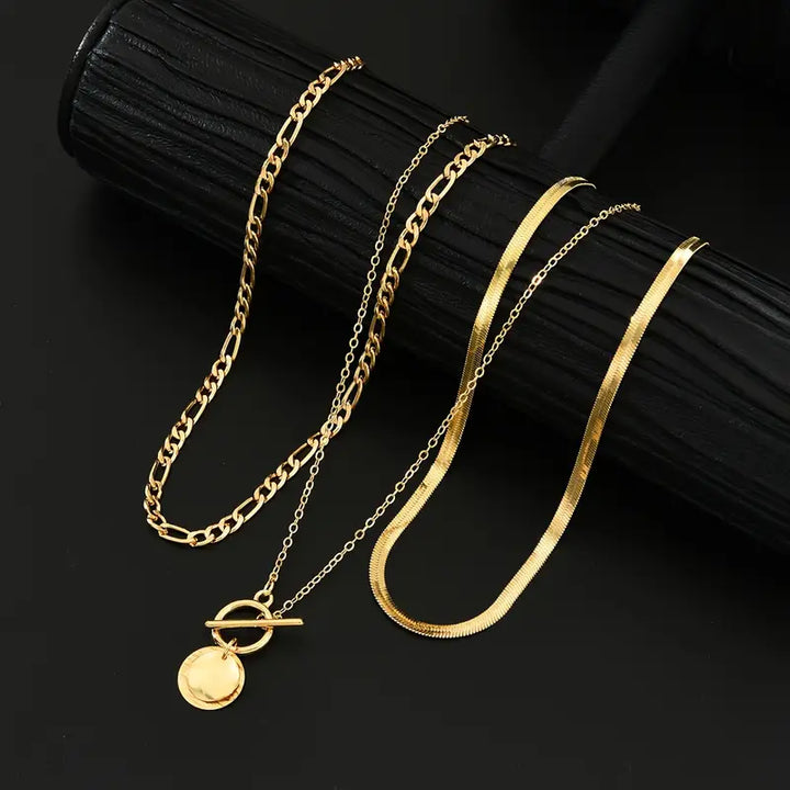 Collar texturizado Savira con monedas | Oro