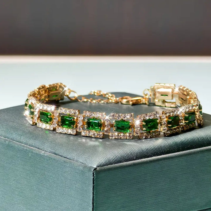Pulsera con declaración en verde esmeralda | Oro de 18K