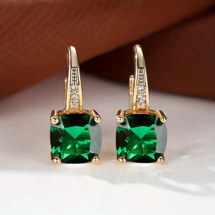 Pendientes circulares de piedra mística | Oro