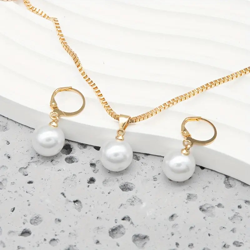 Conjunto de joyería de perlas doradas | Oro