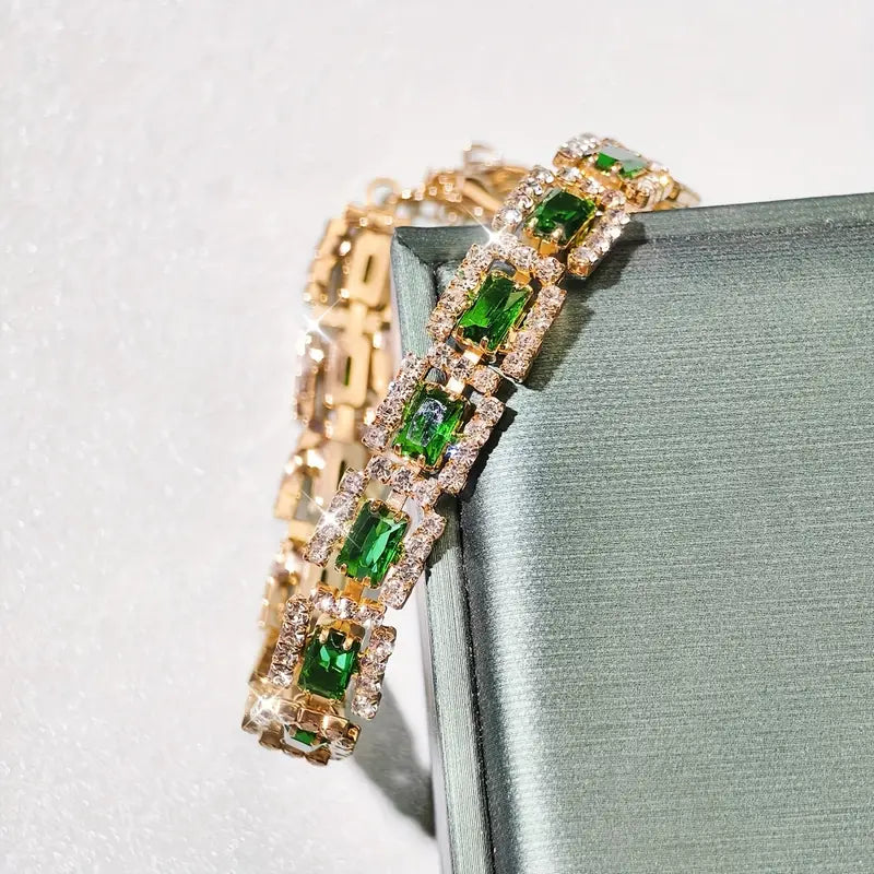 Pulsera con declaración en verde esmeralda | Oro de 18K