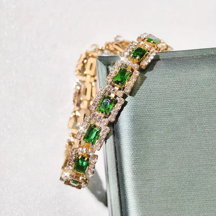 Pulsera con declaración en verde esmeralda | Oro de 18K