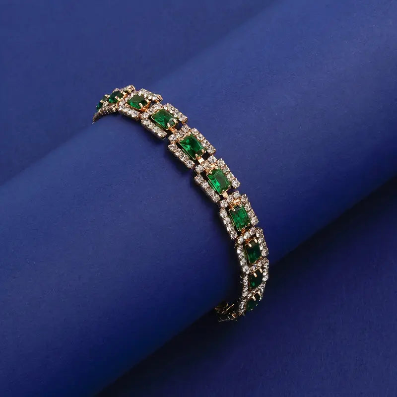 Pulsera con declaración en verde esmeralda | Oro de 18K