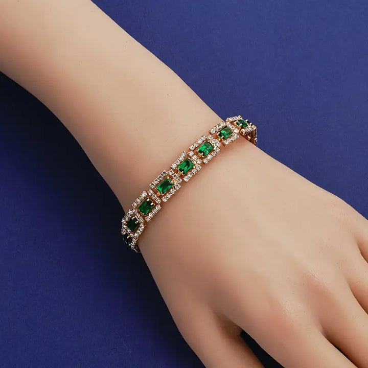 Pulsera con declaración en verde esmeralda | Oro de 18K