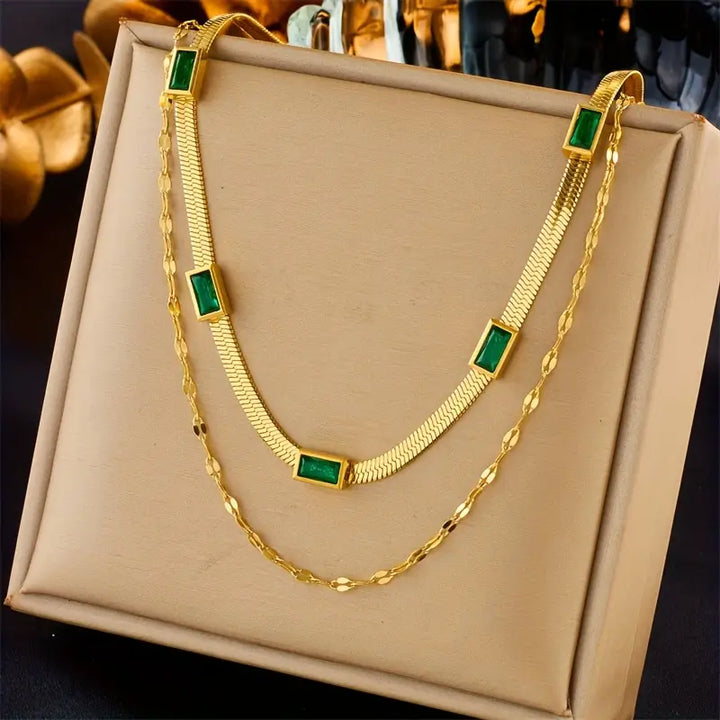 Collar Retro Dvouvrstvý Sorella Gem | Oro de 18K