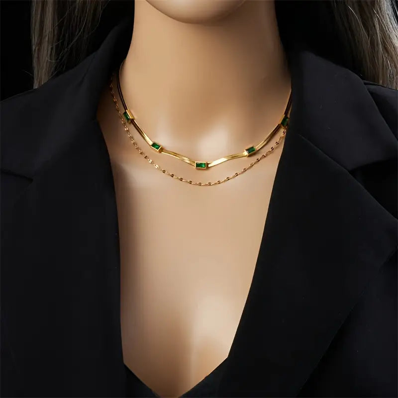 Collar Retro Dvouvrstvý Sorella Gem | Oro de 18K