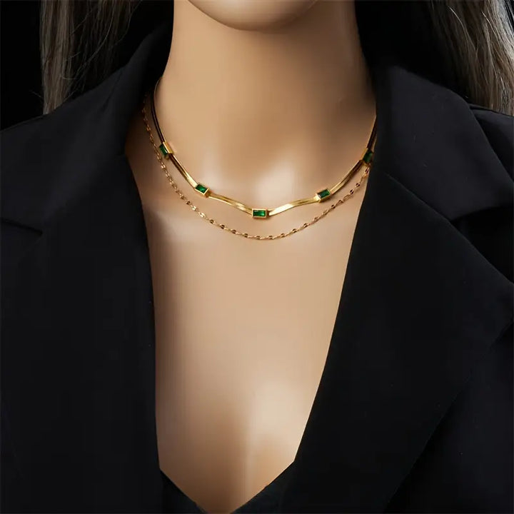 Collar Retro Dvouvrstvý Sorella Gem | Oro de 18K